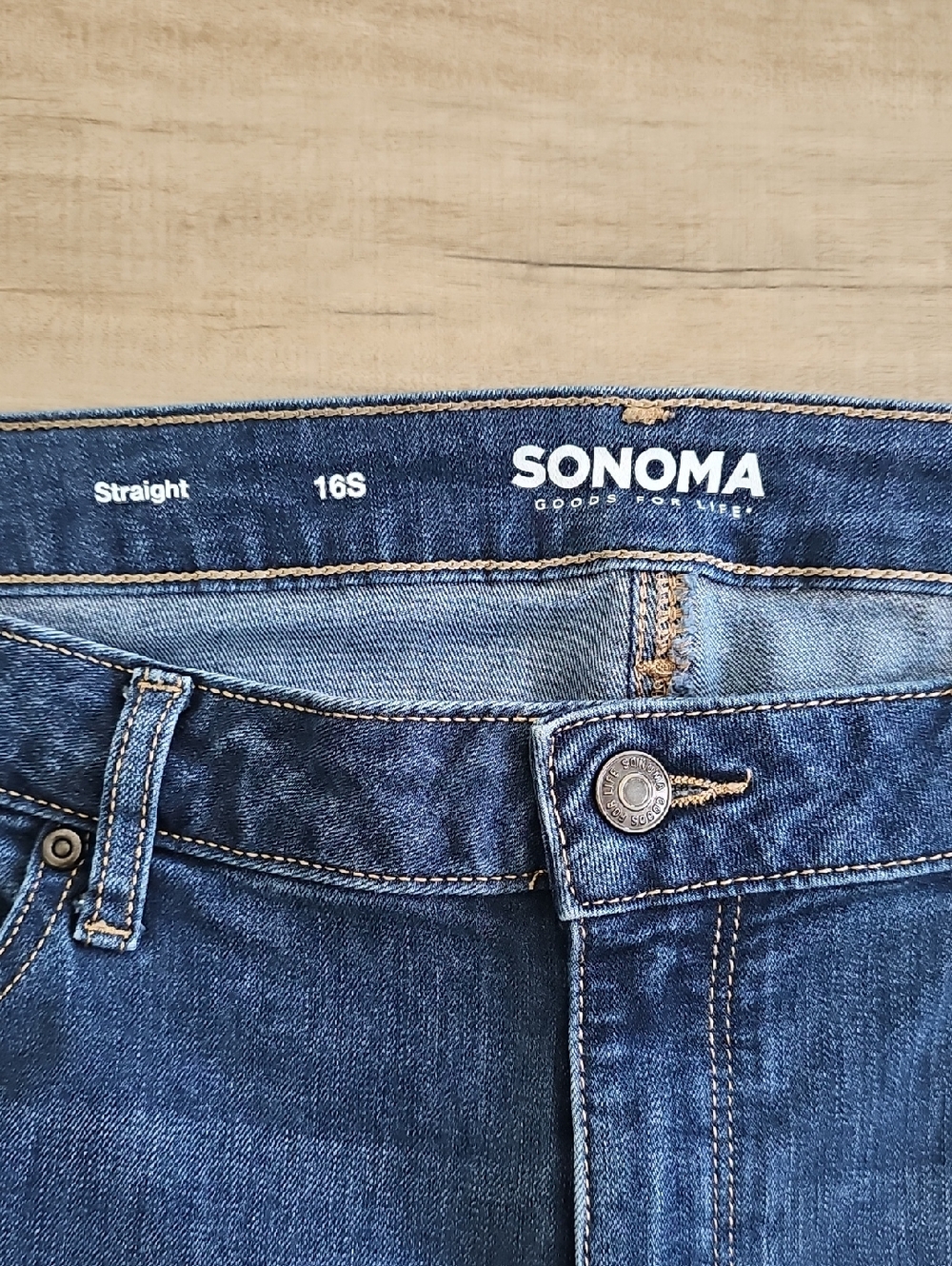 Sonoma Goods For Life Mid Rise Straight Leg Jeans Dark Medium Indigo 16S - Picture 5 of 6